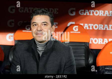 Marcelo Gallardo, directeur de River plate lors d'un match de la Ligue Copa Libertadores entre River et Colo Colo à l'Estadio Monumental. Banque D'Images