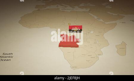 Illustration de la carte 3D de la Journée de l'indépendance de l'Angola. Banque D'Images