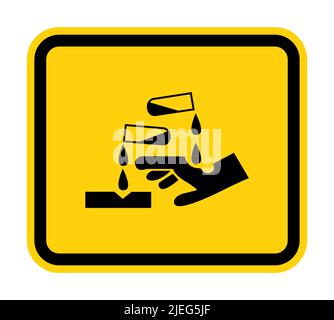 Attention, symbole de substance corrosive, isoler sur fond blanc, illustration vectorielle Illustration de Vecteur