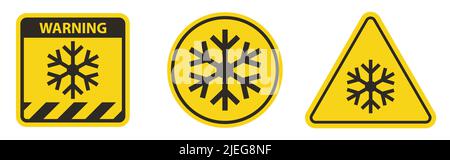 Panneau d'avertissement triangulaire avec symbole flocon de neige isoler sur fond blanc, illustration vectorielle EPS.10 Illustration de Vecteur