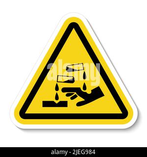 Attention, symbole de substance corrosive, isoler sur fond blanc, illustration vectorielle Illustration de Vecteur