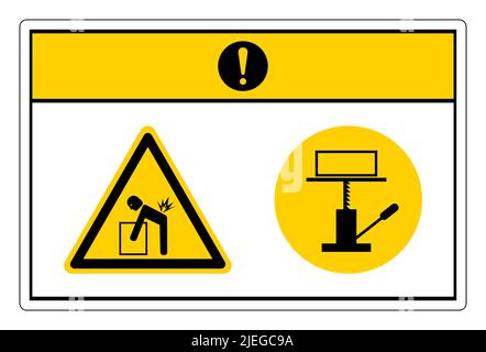 Attention danger lié au levage utiliser le symbole de levage mécanique sur fond blanc Illustration de Vecteur