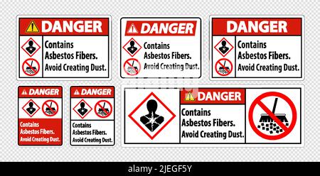 L'étiquette de danger contient des fibres d'amiante, éviter de créer de la poussière Illustration de Vecteur