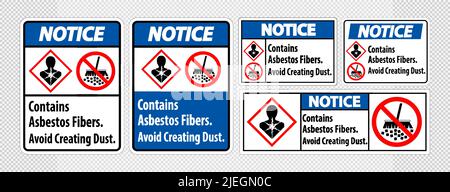 L'étiquette d'avis contient des fibres d'amiante, éviter de créer de la poussière Illustration de Vecteur