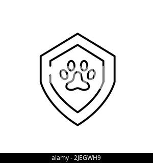 Sans danger pour les animaux. Étiquette d'assurance pour animaux de compagnie. Icône de ligne de contour pixel Perfect, modifiable Illustration de Vecteur
