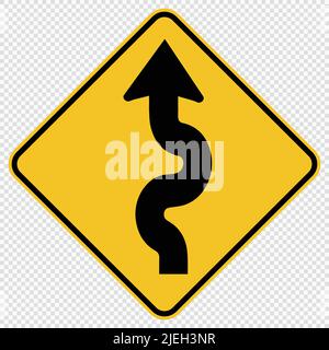 Chemin de circulation sinueux panneau sur fond transparent, illustration vectorielle EPS 10 Illustration de Vecteur