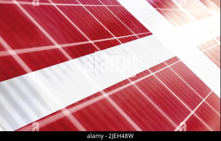 Panneaux solaires sur le fond de l'image du drapeau de l'ordre souverain militaire de Malte Banque D'Images