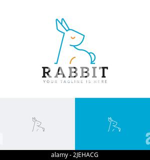 Élégant lapin lapin lapin Lièvre monoline simple logo Illustration de Vecteur