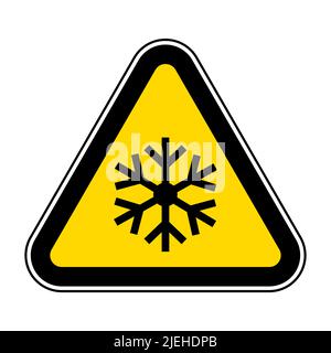 Panneau d'avertissement triangulaire avec symbole flocon de neige isoler sur fond blanc, illustration vectorielle EPS.10 Illustration de Vecteur