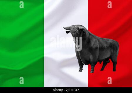 Die Flagge von Italien, Hauptstadt ist ROM, Währung ist der Euro, Europäische Union, UE, Banque D'Images