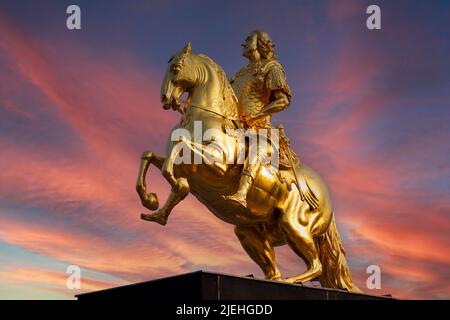 Goldener Reiter, Reiterstandbild von August II. Von Sachsen, August der Starke, Dresden, Freistaat Sachsen, Deutschland, Europe Banque D'Images