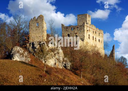 Burgruine Niederhaus • Landkreis Donau-Ries, Bayern, Deutschland, Bayerisch-Schwaben, Banque D'Images