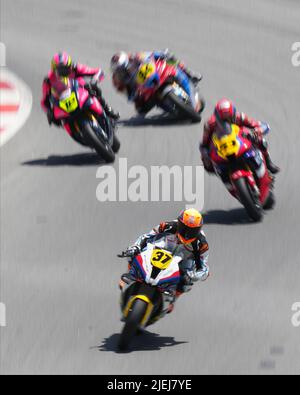 Ilya Mikhalchyk d'Ukraine de BMW Easyrace Team pendant l'ESBK Campeonato de España de Superbikes, course 4, au circuit de Barcelone-Catalunya sur 26 juin 2022 à Montmeló, Barcelone, Espagne. (Photo de Bagu Blanco / PRESSINPHOTO) Banque D'Images