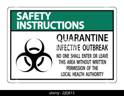 Instructions de sécurité mettre en quarantaine signe d'épidémie infectieuse isoler sur fond transparent,Illustration vectorielle Illustration de Vecteur