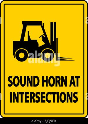 Affiche d'étiquette d'avertisseur sonore aux intersections sur fond blanc Illustration de Vecteur