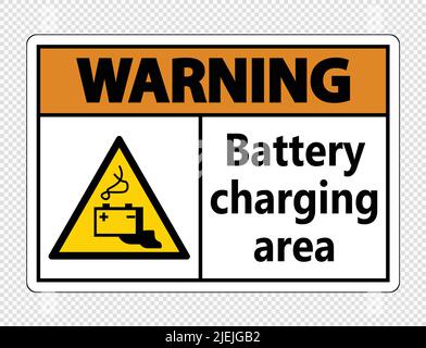 Avertissement zone de charge de la batterie panneau sur fond transparent, illustration vectorielle Illustration de Vecteur