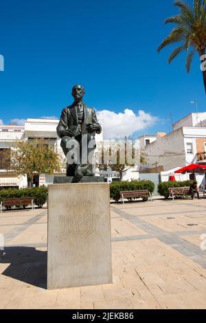 Monument à Juan Ramón Jiménez sur la Plaza del Cabildo, Moguer Banque D'Images