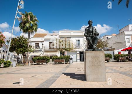 Monument à Juan Ramón Jiménez sur la Plaza del Cabildo, Moguer Banque D'Images