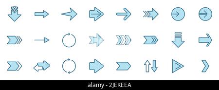 Des flèches différentes permettent de définir les icônes en deux couleurs. Illustration de Vecteur