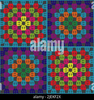 Texture de tissu crocheté. Motif sans couture. Élément carré pour les carreaux, les oreillers. Illustration vectorielle du tricot. Illustration de Vecteur