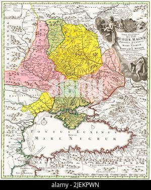 Carte de la région de la mer Noire par Johann Baptist Homann, 1720 Banque D'Images