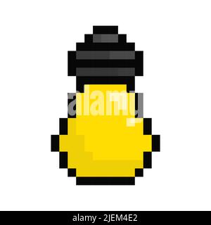Icône d'ampoule pixélisée. Icône d'ampoule mignonne isolée. Illustration vectorielle. Icône Pixel art. Illustration de Vecteur