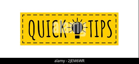 Badge Quick Tips avec icône vecteur d'ampoule. Illustration de Vecteur