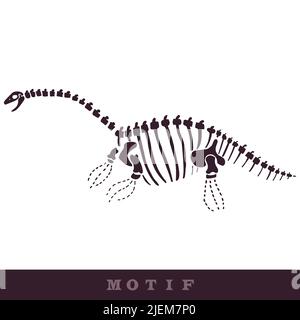 Plesiosaurus Dinosaur à la main, motif vectoriel sans couture fossile. Silhouette jurassique neutre pour bébé. Décoration de la maison pour le musée, extinction Illustration de Vecteur