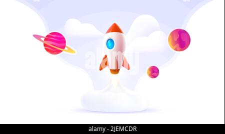Démarrage de l'espace de fusée, couverture d'idée créative, illustration vectorielle Illustration de Vecteur