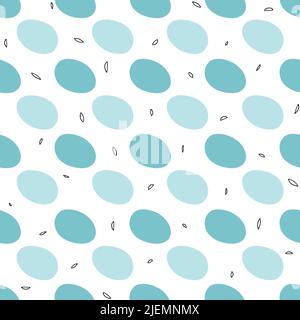 Motif ovale sans couture à pois. Cercles turquoise sur fond de moutley blanc. Illustration de Vecteur