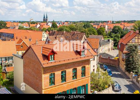 Quedlinburg, Allemagne - 12 août 2012: Vue d'en haut de la ville de Quedlinburg Banque D'Images