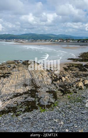 La plage de Borth, Ceredigion, pays de Galles Banque D'Images