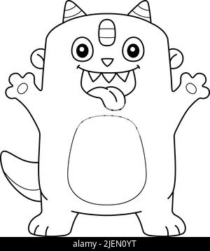 Page de coloriage Silly Monster pour enfants Illustration de Vecteur