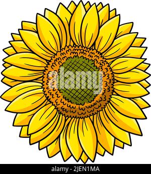 Tournesol Flower Cartoon coloré Clipart Illustration de Vecteur