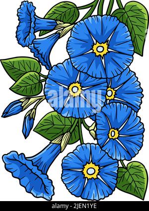 Morning Glory Flower Cartoon coloré Clipart Illustration de Vecteur