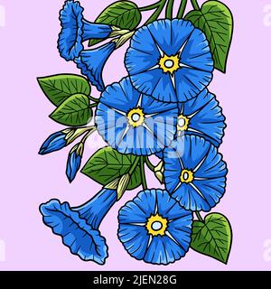 Illustration du dessin animé de couleur fleur Morning Glory Illustration de Vecteur