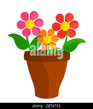 Fleurs colorées en pot de fleurs. Illustration vectorielle Illustration de Vecteur