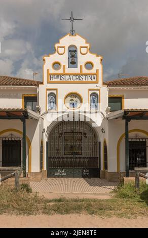 Bâtiment typique de la place andalouse de pèlerinage, El Rocio Banque D'Images