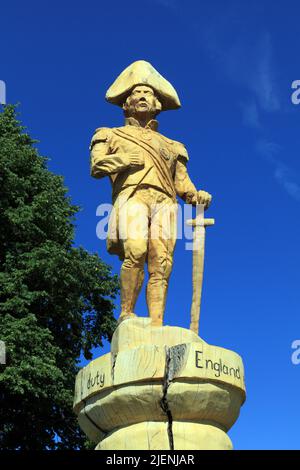 Amiral Lord Horatio Nelson, sculpture sur bois, sculpture, Burnham Thorpe, Norfolk 7 Banque D'Images