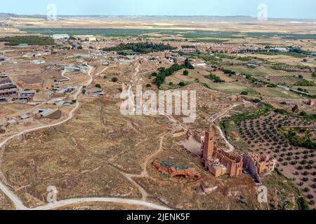 Une vue sur les vestiges de la vieille ville de Belchite, Saragosse Espagne, détruite pendant la guerre civile espagnole et abandonnée à partir de là, mettant en évidence la sa Banque D'Images