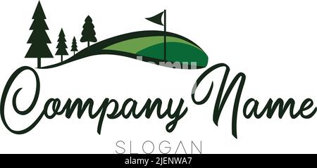 Parc de golf, paysage, nature avec des logos verts magnifiquement entretenus Illustration de Vecteur