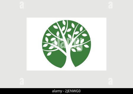 Green Tree Icon concept d'un arbre stylisé avec illustration du logo Leaves. Silhouette vectorielle d'un arbre Illustration de Vecteur