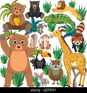 Joli motif animal sauvage sans couture Illustration de Vecteur