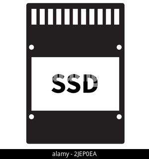 Icône de la carte SSD sur fond blanc. Signe du disque SSD. Symbole du disque de stockage. style plat. Banque D'Images