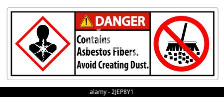 L'étiquette de danger contient des fibres d'amiante, éviter de créer de la poussière Illustration de Vecteur
