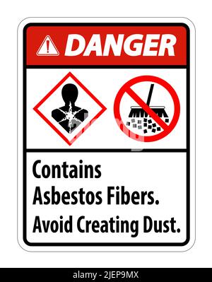 L'étiquette de danger contient des fibres d'amiante, éviter de créer de la poussière Illustration de Vecteur