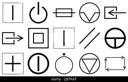 Symbole de mise à la terre de protection, d'alimentation du circuit c.c., c.a. Illustration de Vecteur