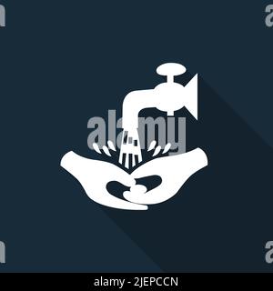 Symbole se laver les mains Veuillez isoler sur fond noir, illustration vectorielle Illustration de Vecteur