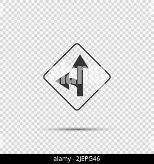 Tourner à gauche le signe de fractionnement sur fond transparent, illustration vectorielle Illustration de Vecteur