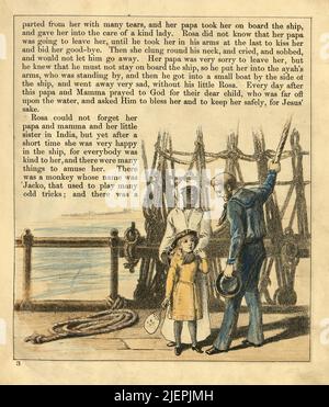 Petite fille anglaise et sa nounou indienne ayah, embarquant un navire à l'Angleterre, victorienne, 1880s, 19th siècle. Rosa le petit cousin de l'Inde Banque D'Images